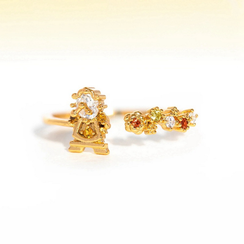 8g Weight Zircon Inlay Material Open Rings, Rings Classification 1 Piece Quantity Holiday, Travel, Selfie Occasion Copper Material Cartoon Character, Colorful Pattern Women's Gender Inlay Design Casual, Simple Style Style Cartoon Character Colorful Copper Casual Simple Style Open Rings Rings 9