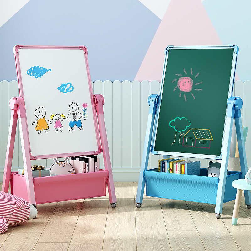 Small Blackboard Home Teaching Young Children's Drawing Board Magnetic Bracket Type Graffiti Board Dust-free Easel Wipeable Baby Whiteboard