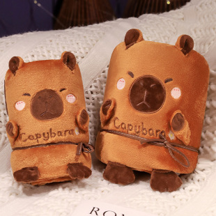 Winter high weight flannel cartoon capybara pig roll blanket dormitory office nap blanket leg cover storage
