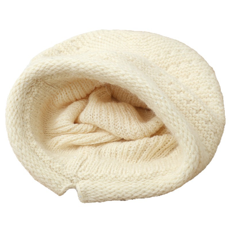 Autumn Winter Women Fashion Versatile Knitted Solid Color Head Wrap Warm Thickened Fleece Yarn Mom Hat_voghion.com