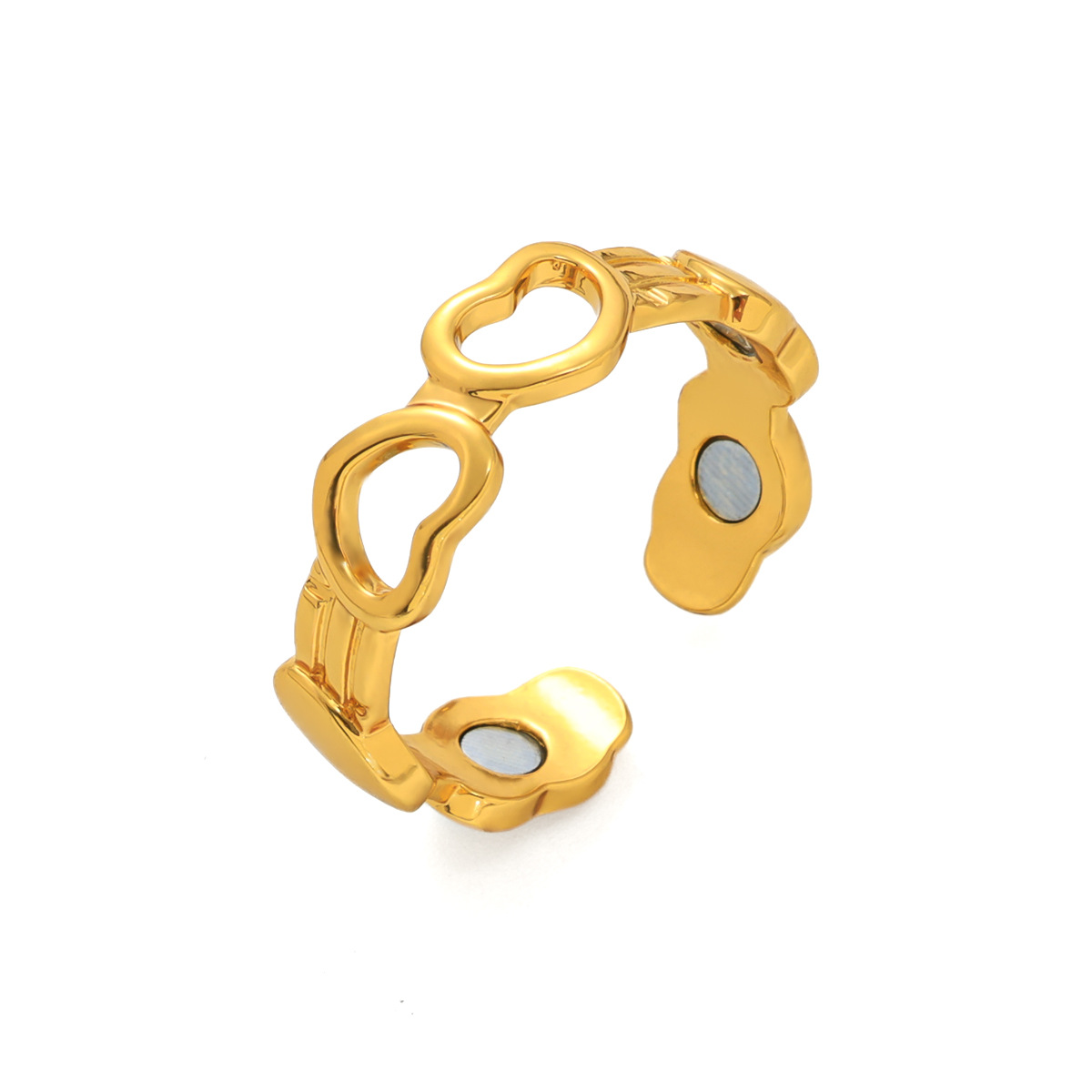 Pulseras de pareja populares europeas y americanas, joyería de metal con superficie lisa, magnética, ajustable y de extremo abierto para hombres y mujeres.