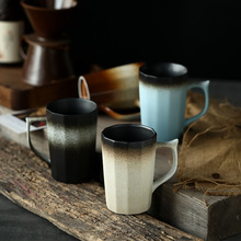 高温日式陶瓷杯创意复古带把手马克杯磨砂咖啡杯情侣杯茶杯定杯