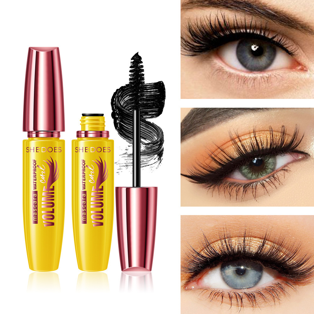 Shedoes TEMU transfronterizo Venta caliente impermeable a prueba de sudor grueso alargado curling no floreciente spray cubierta de polvo rimel