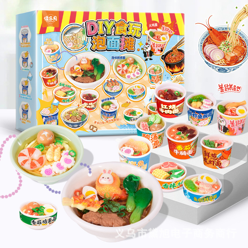 DIY Pretend Play Ramen Noodle Stand Toy Set for Children - Creative Food Play Set - New Year Gift