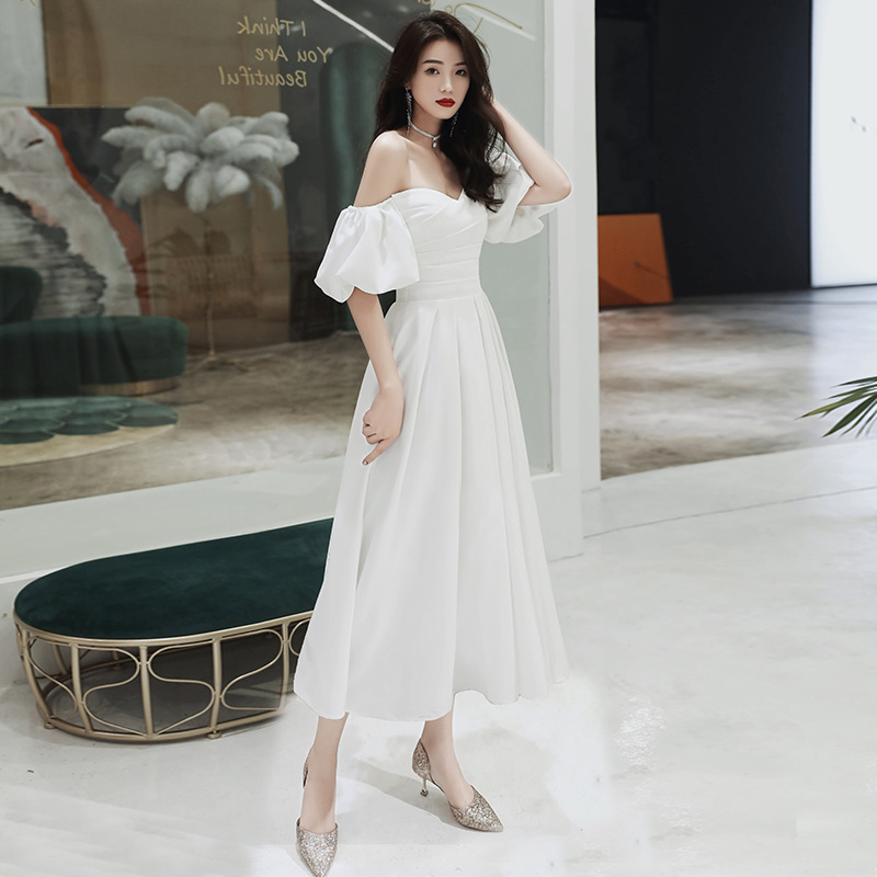 Vestido blanco para mujer 2024 nuevo banquete elegante Socialite vestido largo fiesta fuera del hombro tubo superior vestido de noche