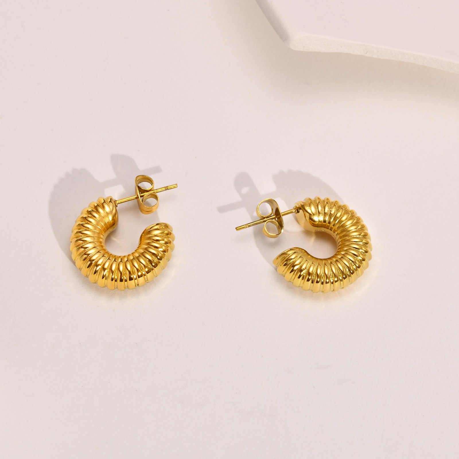 Simple Style C Shape Titanium Steel Plating Ear Studs 1 Pair