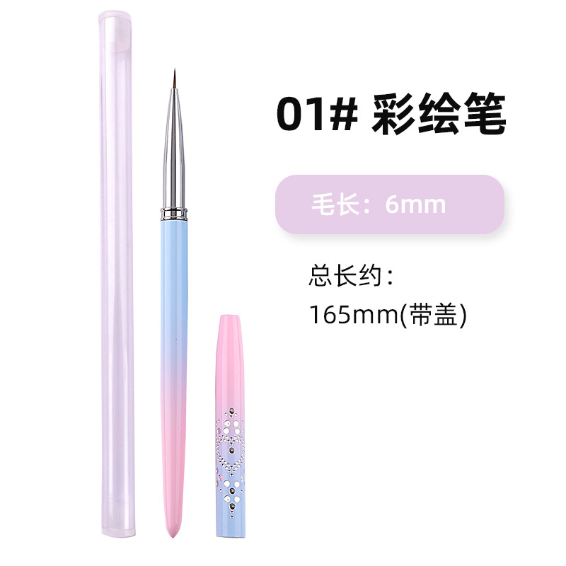 Juego de bolígrafos de uñas de punto transfronterizo, juego completo de 15 hilos de tracción, brocha de fototerapia de cristal tallado, cepillo de herramientas para uñas