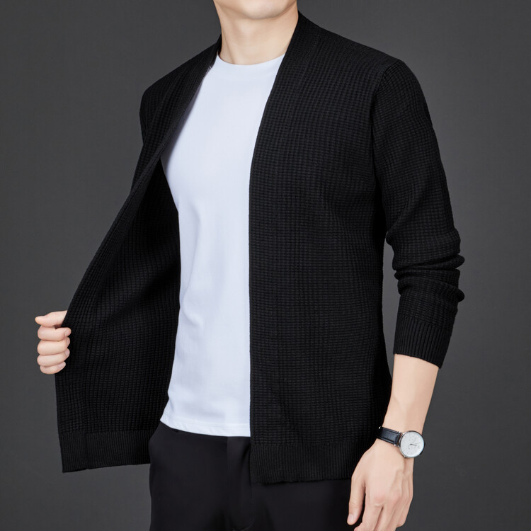 Cárdigan de punto nuevo para hombre, otoño e invierno, cómodo, sencillo, estilo diario, versátil, informal, lana sintética.