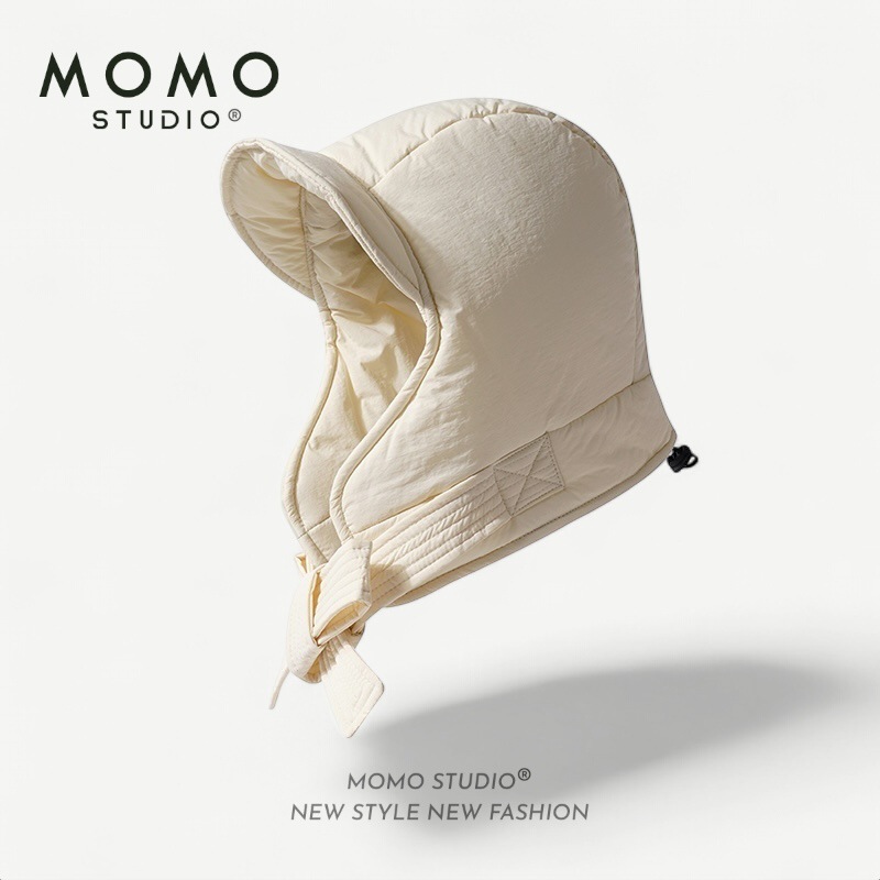 秋冬保暖羽绒夹棉雷锋帽骑行滑雪防风加厚护耳绑带包头帽亲子韩版