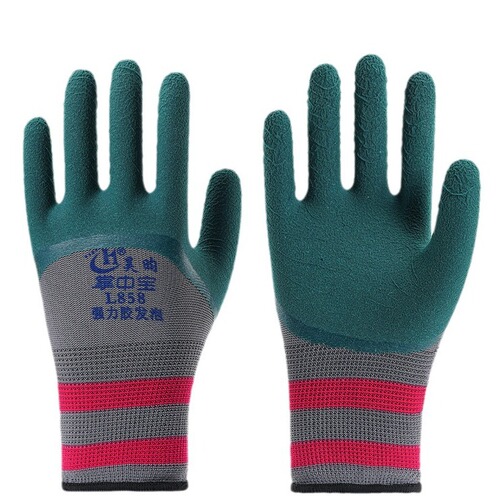 Rubber foam gloves, wear-resistant, corn fiber dipped, construction gloves, wear-resistant glass anti-slip gloves