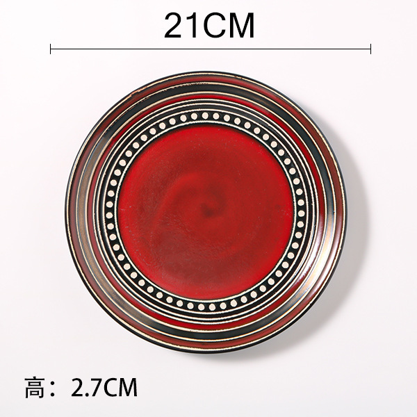 欧式陶瓷餐盘釉下彩手绘盘子家用菜盘沙拉盘创意水果盘牛排盘平盘|undefined