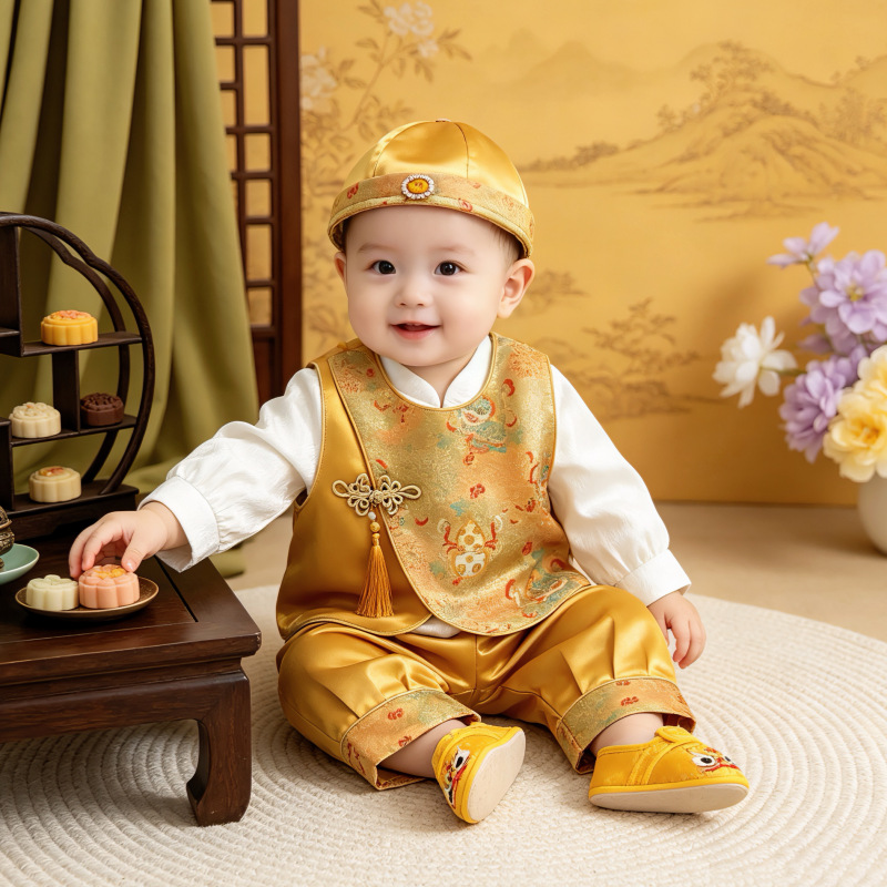 Baby's first birthday dress, new Chinese-style traditional Tang suit, festive outfit for boys and girls, birthday celebration outfit, first birthday ceremony outfit