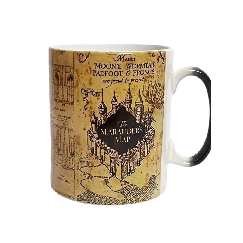 Harry Potter Live Mapa de color cambiante taza de dibujos animados película y televisión periférico de estilo europeo de cerámica simple oficina sensible a la temperatura
