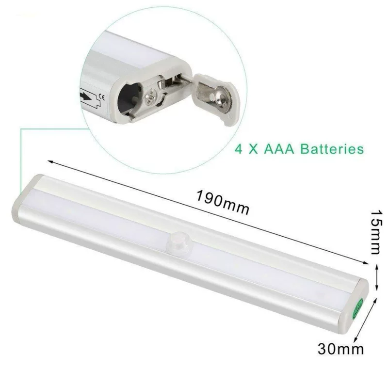 L0406 USB может заряжать 800мАч 10LED инфракрасный датчик тела лампа шкаф маленький ночник длинная алюминиевая полоса лампа