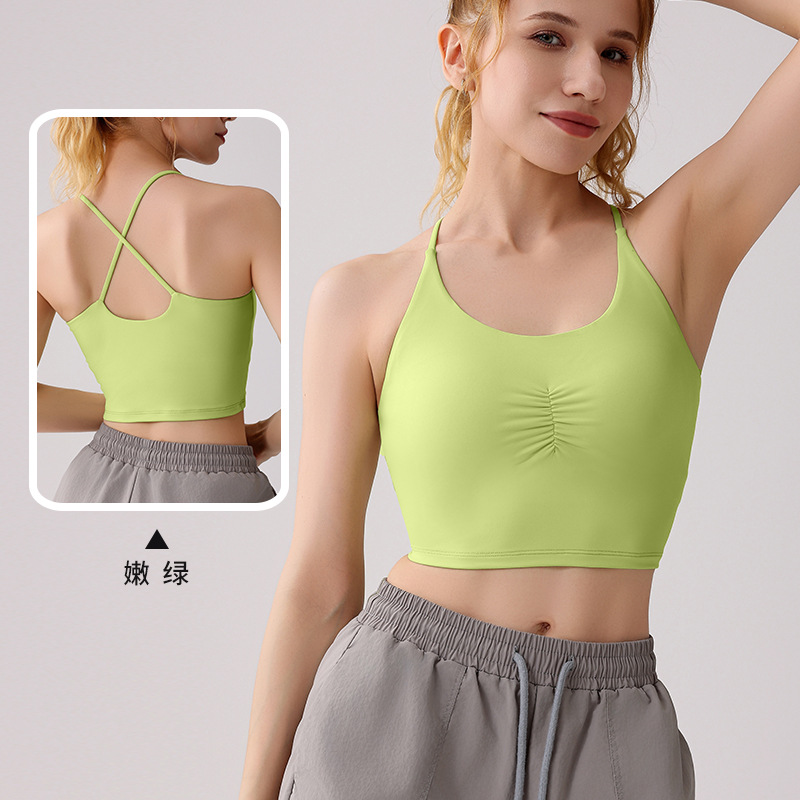 Sujetador deportivo cruzado con tirantes finos europeos y americanos transfronterizos, sujetador deportivo para correr, tirantes, ropa de yoga, ropa interior