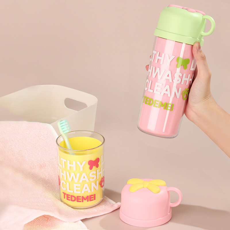 Three-in-one Travel Wash Cup Cute Double-layer Mouthwash Cup Portable Children's Wash Set Toothbrush Box Toothbrush Cup