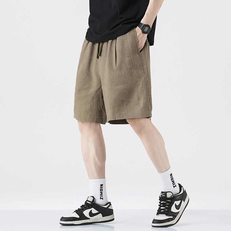Old Money Style Linen Casual Shorts for Men 2026 New Summer Thin Loose Breathable Black Five-Point Shorts Wholesale