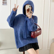 实拍慵懒风针织衫+帽子两件套2025秋冬新款韩系宽松休闲毛衣女装