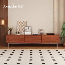 实木电视柜北欧樱桃木小户型客厅日式中古风家具电视机柜侘寂茶几