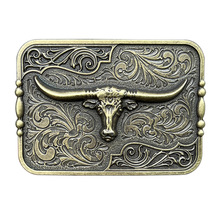 现货锌合金德克萨斯州牛头皮带扣西部牛仔欧美外贸平滑扣皮带头