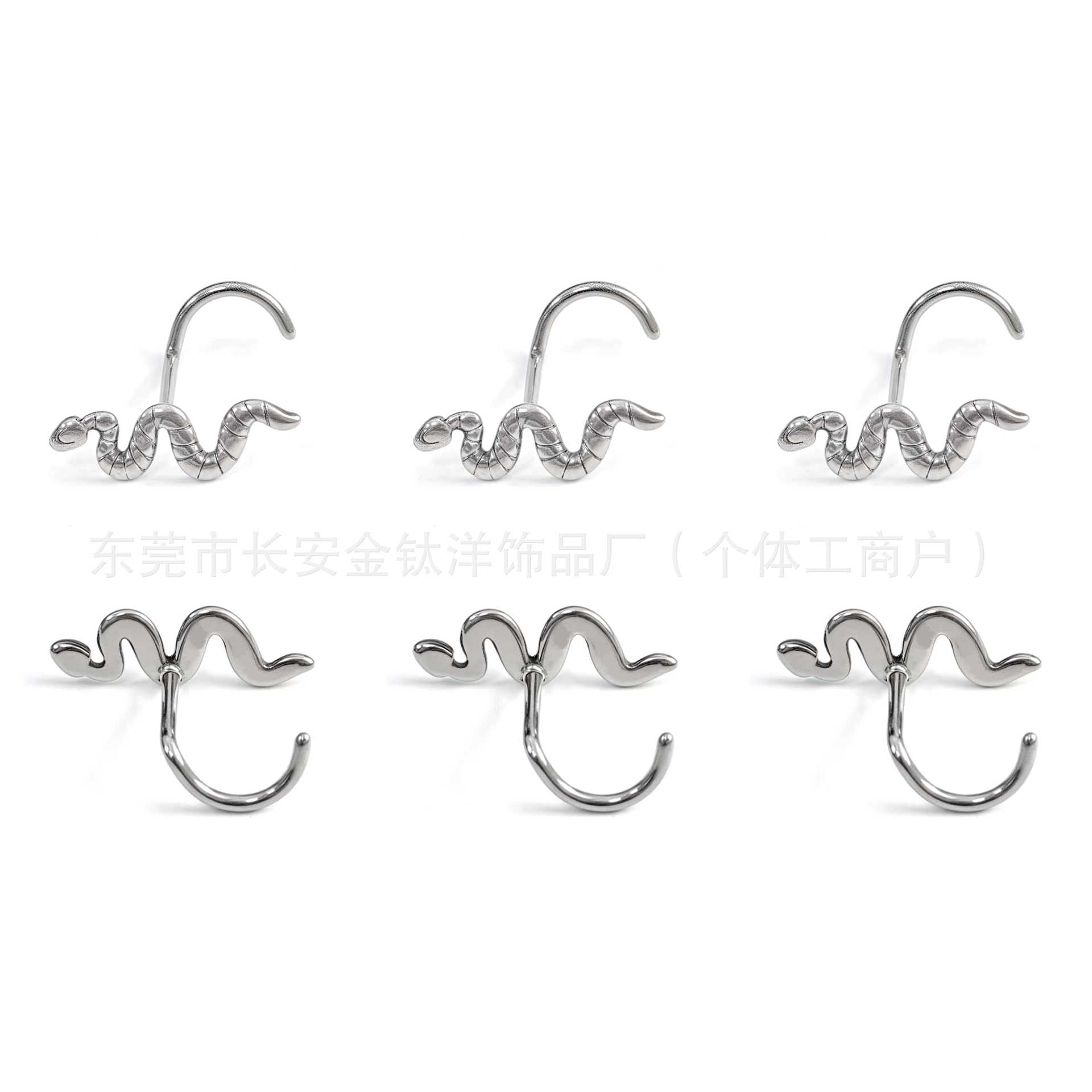 F136 Titanium Integrated Snake-Shaped Nose Stud Nose Ring Ear Bone Stud Earring G23 Titanium Alloy Body Piercing Jewelry detail image 9