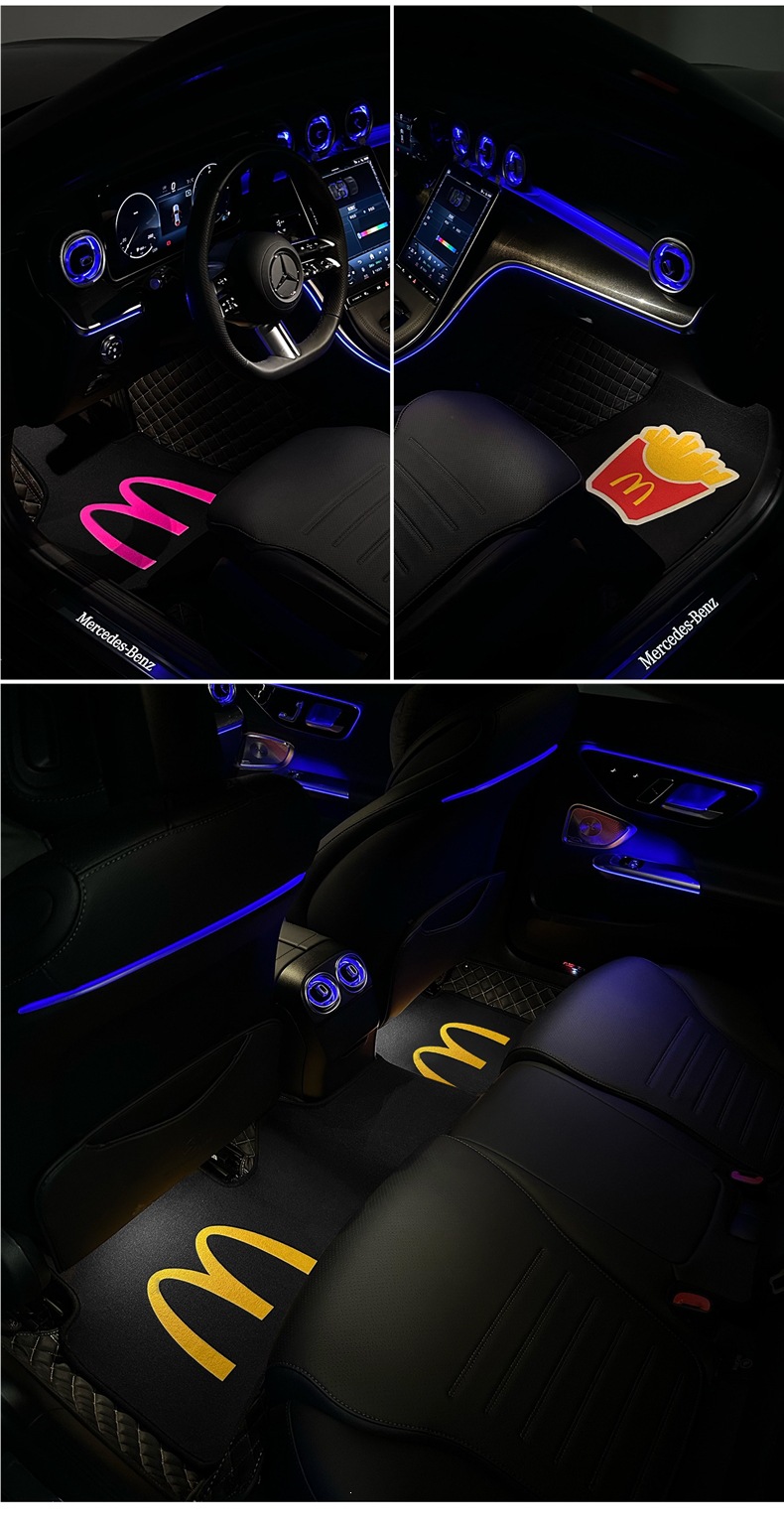 Car floor mats for driver and passenger, universal floor mats, McDonald's themed car floor mats, dirt-resistant, non-slip, car interior accessories