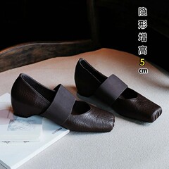 5cm复古法式风清冷大象纹设计款芭蕾超软时装单鞋女休闲玛丽珍鞋