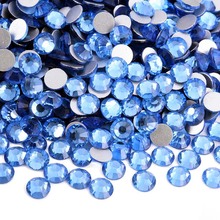 P11浅蓝美甲饰品diy玻璃平底钻圆形贴钻手机壳公仔装饰品配件批发