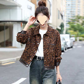 实拍豹纹短外套女2025秋季新款洋气显瘦休闲宽松小个子夹克上衣潮