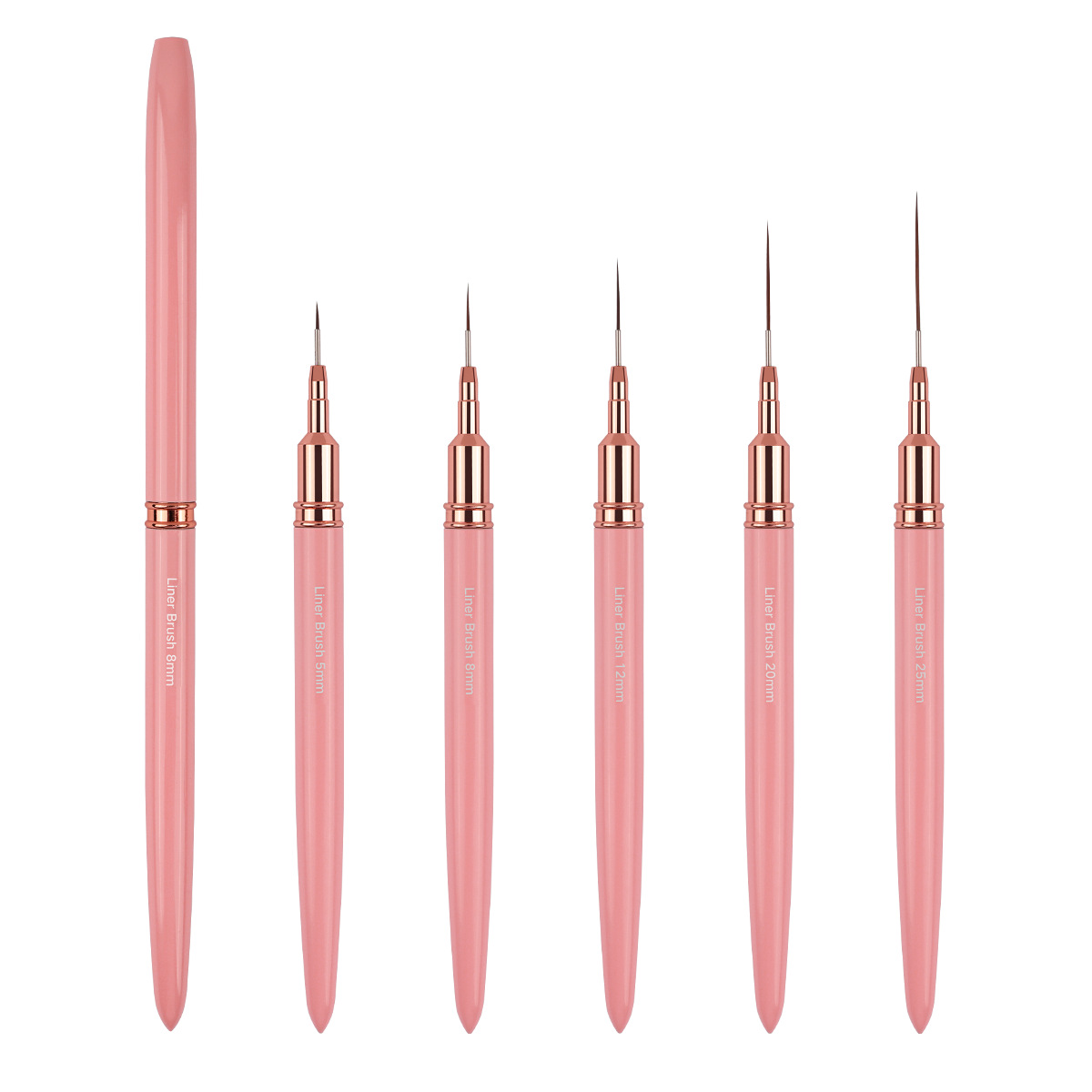 Bolígrafo de uñas transfronterizo, varilla de metal, traje rosa, hilo de dibujo extremadamente fino, tallado y pintura, fábrica de herramientas de uñas profesionales al por mayor