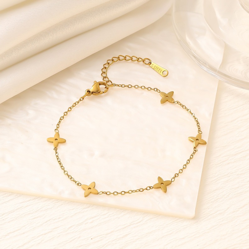 クロスボーダー非退色ラブスタームーンチタン鋼ブレスレット女性のための 18 K ゴールドファッションシンプルなインスタイルハンドジュエリー|undefined