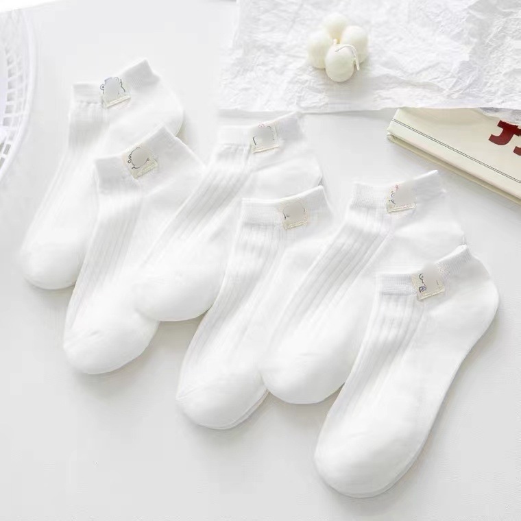 Socks Women's Summer Short Socks Women's Short Socks Deodorant Cotton Socks Bear Cloth Standard Boat Socks Women's Spring and Autumn White Socks Women's Socks