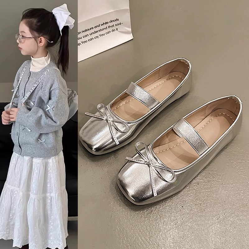 Niñas zapatos blancos claros de verano 2026 nuevos zapatos de princesa de cuero de viento Mary Jane image 1