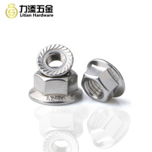 304不锈钢六角螺母防滑带垫法兰螺帽防松平底M3M6M8五金配件螺丝