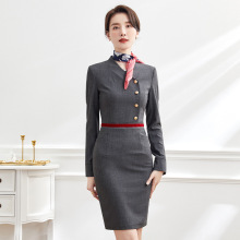 定制职业装中长裙连衣裙空乘面试前台接待商场专柜售楼部工作服女