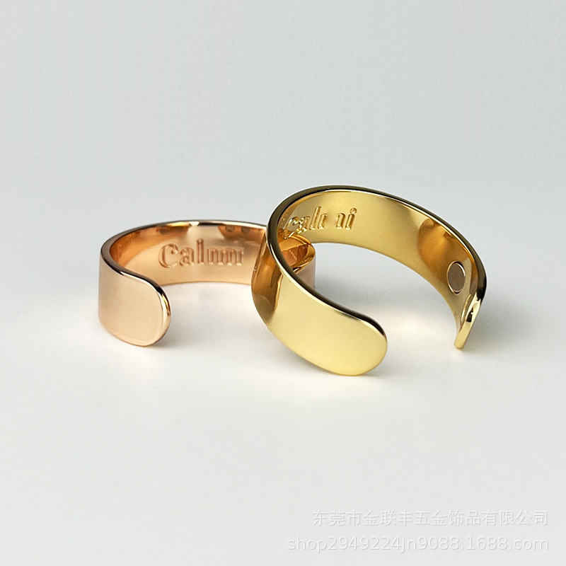 Inner Ring Can Be Engraved, Calmi Magnetic Health Ring with 4 Magnets, Stainless Steel Open Ring, Customizable on Demand