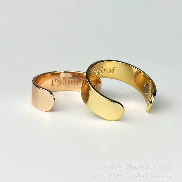 Inner Ring Can Be Engraved, Calmi Magnetic Health Ring with 4 Magnets, Stainless Steel Open Ring, Customizable on Demand