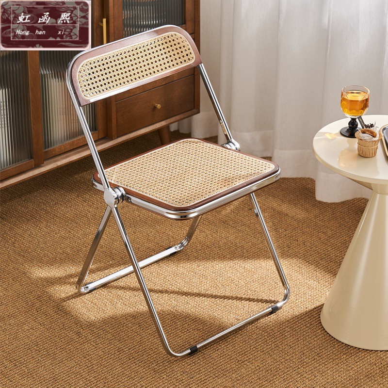 등나무 통기성 식탁 의자 접이식 의자 북유럽 인터넷 연예인 인 등나무 심플 홈 다이닝 의자 장시간 앉아서 편안한 의자