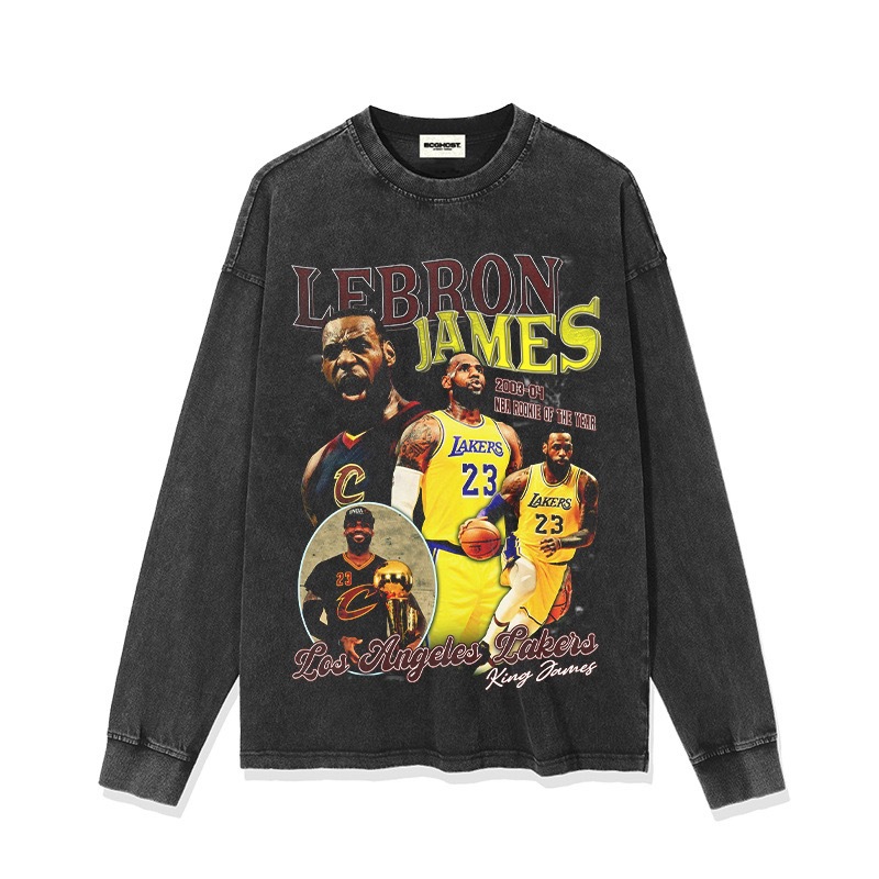Clarkson Curry Bryant Irving James tres golos Harden estrella americana impresa retro lavado en agua mangas largas