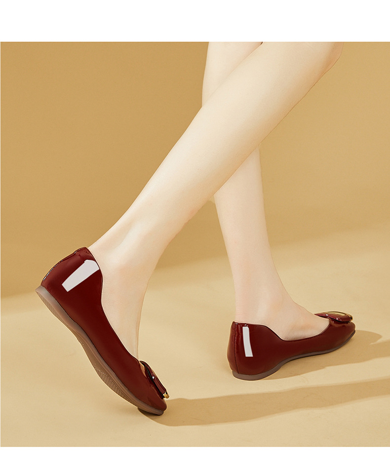 Giày bệt nữ mũi tròn đế bằng phong cách ballet flat – giày da thời trang mùa hè 2025 — Đen 4624101005, Đỏ 4623101054, Đỏ4624101005, Màu be 4623101054 chi tiết 4