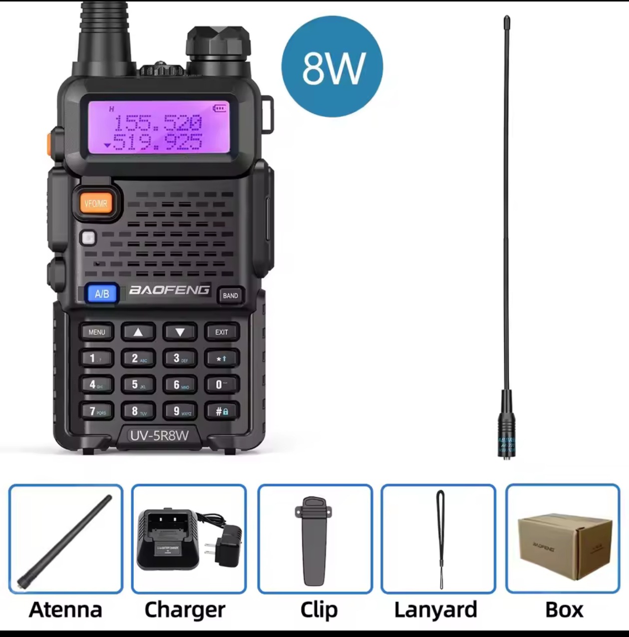 Walkie-talkie Baofeng BF-UV5R, walkie-talkie portátil civil, walkie-talkie de alta potencia para vehículos, ideal para viajes en auto.