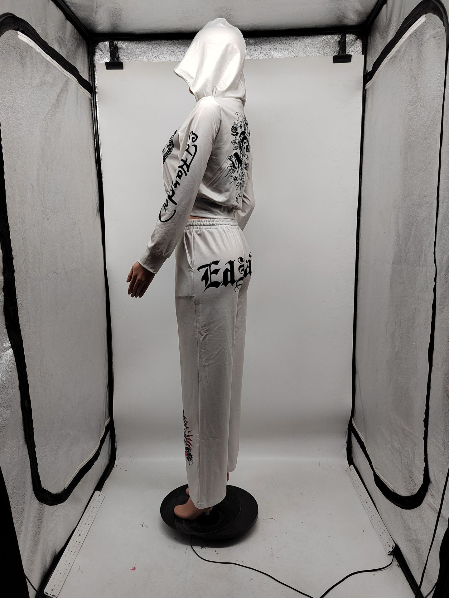 Ensemble décontracté deux pièces sweat-shirt zippé imprimé tendance pour femme_voghion.com
