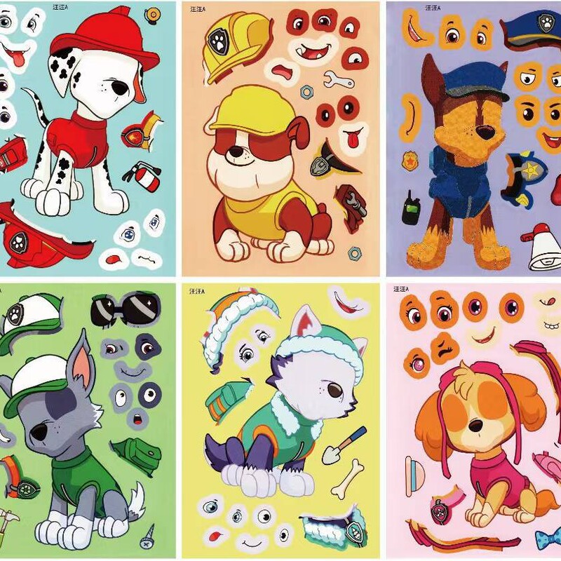 Paw Patrol Dress-Up Stickers Creative DIY Handmade Stress-Relief Puzzle Stickers Cute Stickers Paw Patrol Dress-Up Stickers Creative DIY Handmade Stress-Relief Puzzle Stickers Cute Stickers