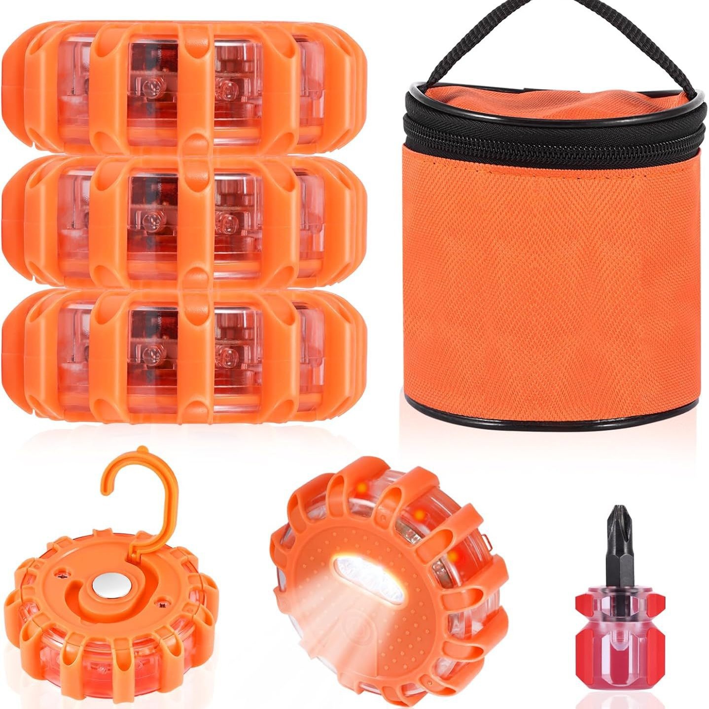 跨境源头厂家LED道路耀斑电池款道路故障应急救援警示灯带螺丝刀