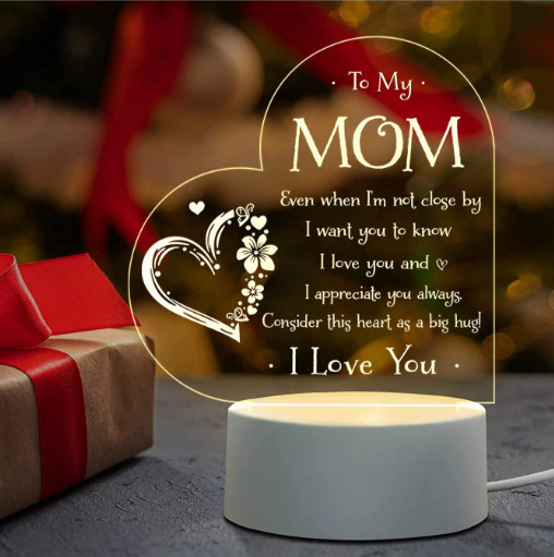 Cross-Border Creative Mother's Day, Father's Day, Valentine's Day Heart-Shaped Blessing Message Acrylic 3D Night Light for Sisters and Daughters Cross-Border Creative Mother's Day, Father's Day, Valentine's Day Heart-Shaped Blessing Message Acrylic 3D Night Light for Sisters and Daughters