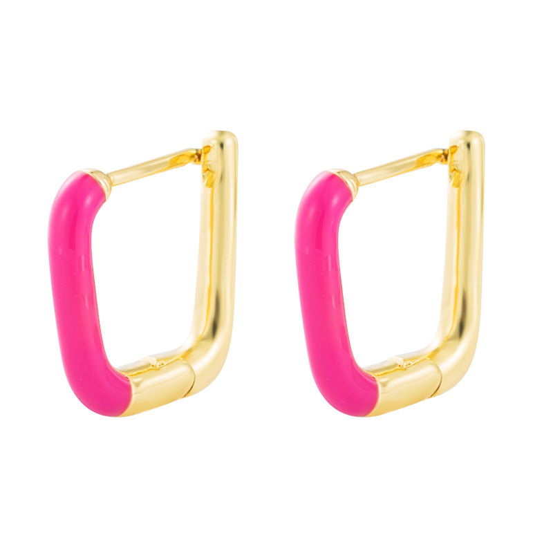 Nihaojewelry Wholesale Jewelry Simple Geometric Colorful Copper Dripping Earrings display picture 2