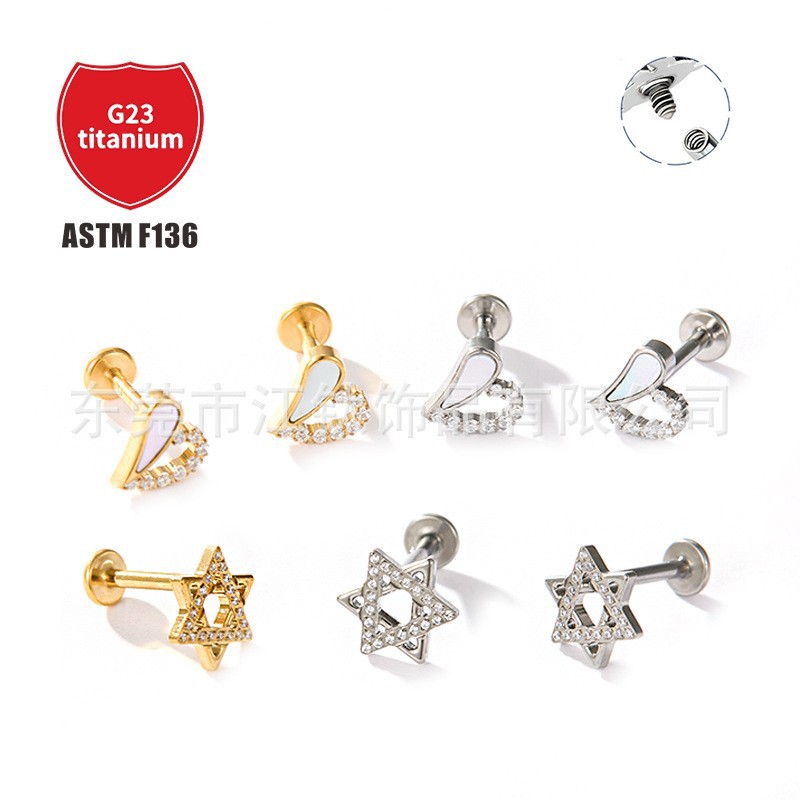 Pointed titanium steel lip stud product view
