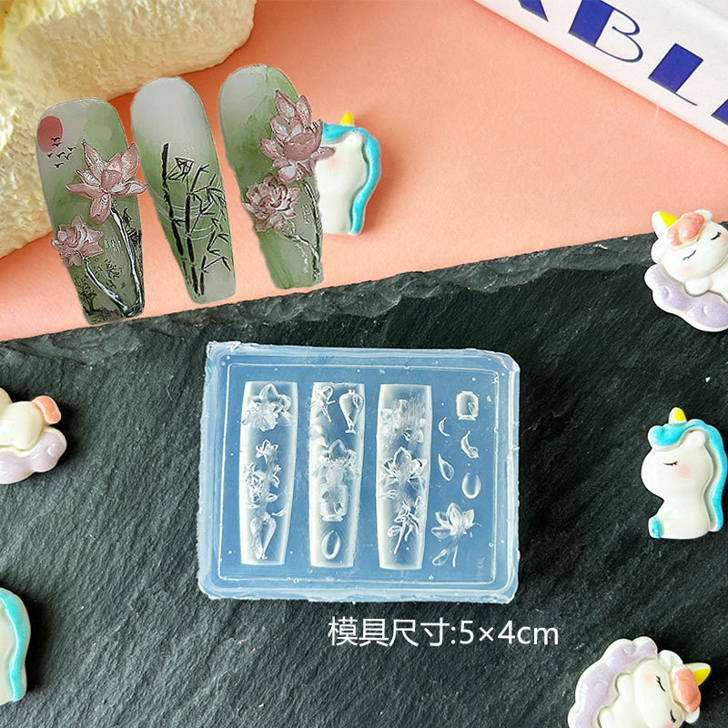 Molde de manicura amor arco en relieve flor ornamentos molde abrasivo alta permeabilidad estereoscópica DIY decoración molde de silicona