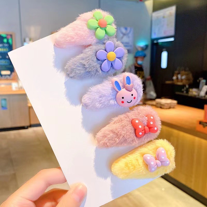 Otoño e Invierno de los niños de felpa horquilla accesorios para el cabello clip de bebé pelo roto BB clip lindo lana horquilla niña princesa accesorios para el cabello