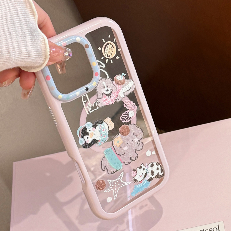 磁気吸引 16ProMax iPhone15 に適したかわいい回転象ホルダー Apple 14 携帯電話ケース 13 アクリル|undefined